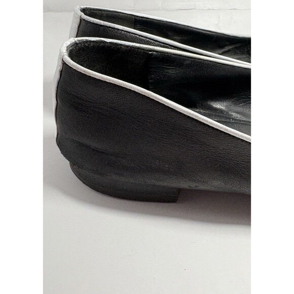 Chanel Ballet Flats Bi-Color Black & White w/ Bow Accent CC Logo Sz EU 37 7 - Picture 10 of 14